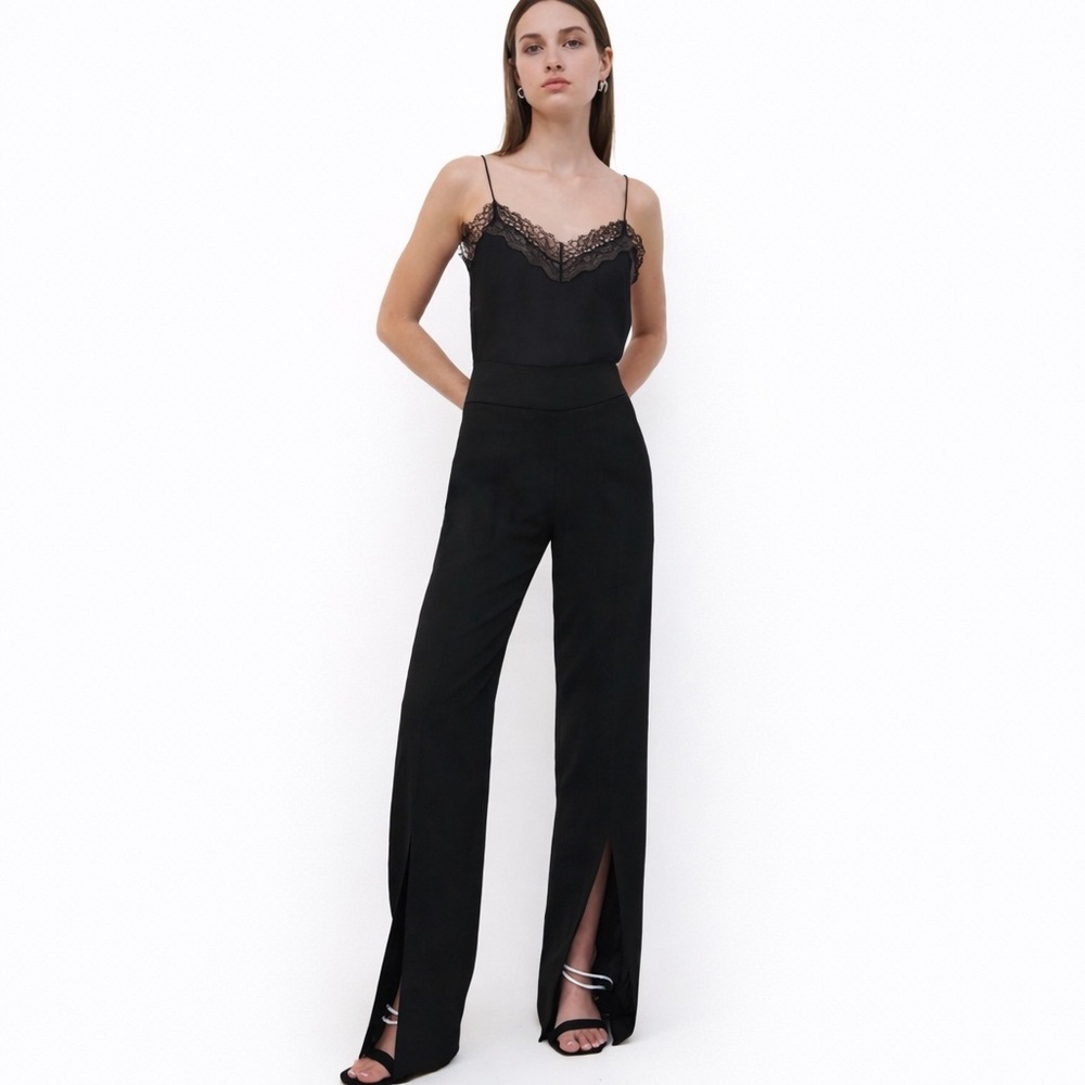 Jonathan Simkhai 2 Chase Front Slit Pant black 0270 drape dress career